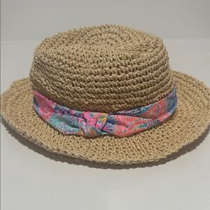 Lilly Pulitzer Straw Hat with Pink and Blue Band
